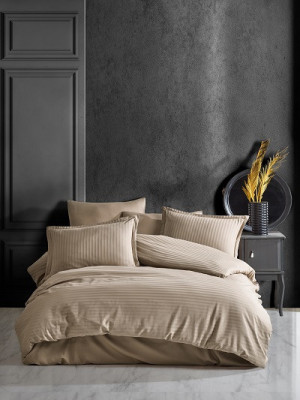 Posteljina Stripe Satin Bež